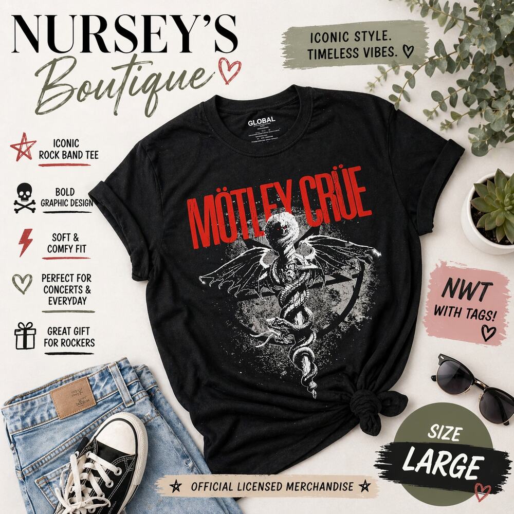 Mötley Crüe Graphic Tee Black Band Shirt NWT Size Large Rock